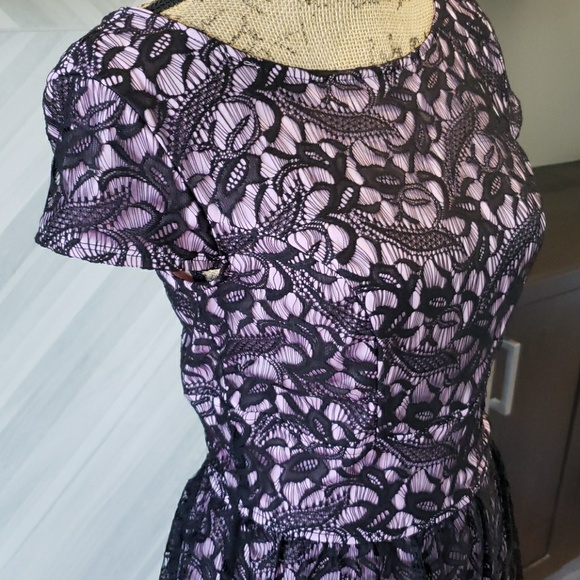 Three Hearts dress black purple lavender lace short sleeve Size 5 - Picture 2 of 6